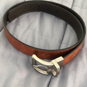 Leather Belt with Textured Finish. HEAVY SILVER HARDWAR…